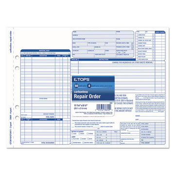 TOPS™ Auto Repair Four-part Carbonless, Four-part Carbonless, 8.5 X 11, 50 Forms freeshipping - TVN Wholesale